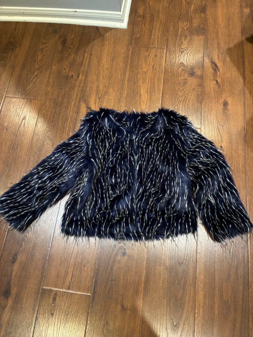 RAGA Navy Faux Fur Jacket with Ivory Highlights